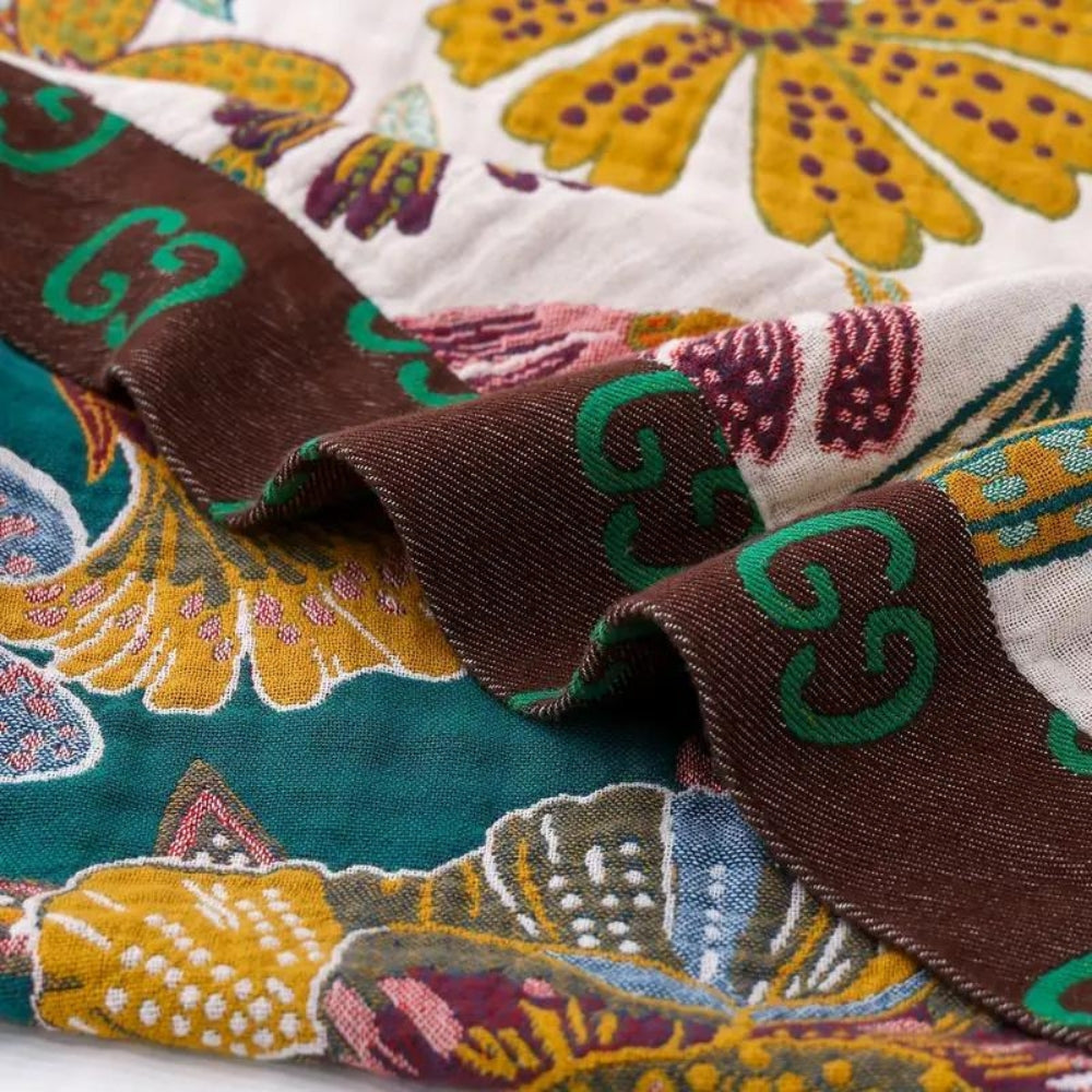 Wendbare Jacquarddecke aus Baumwolle mit Blumenmuster bis 230 x 250 cm