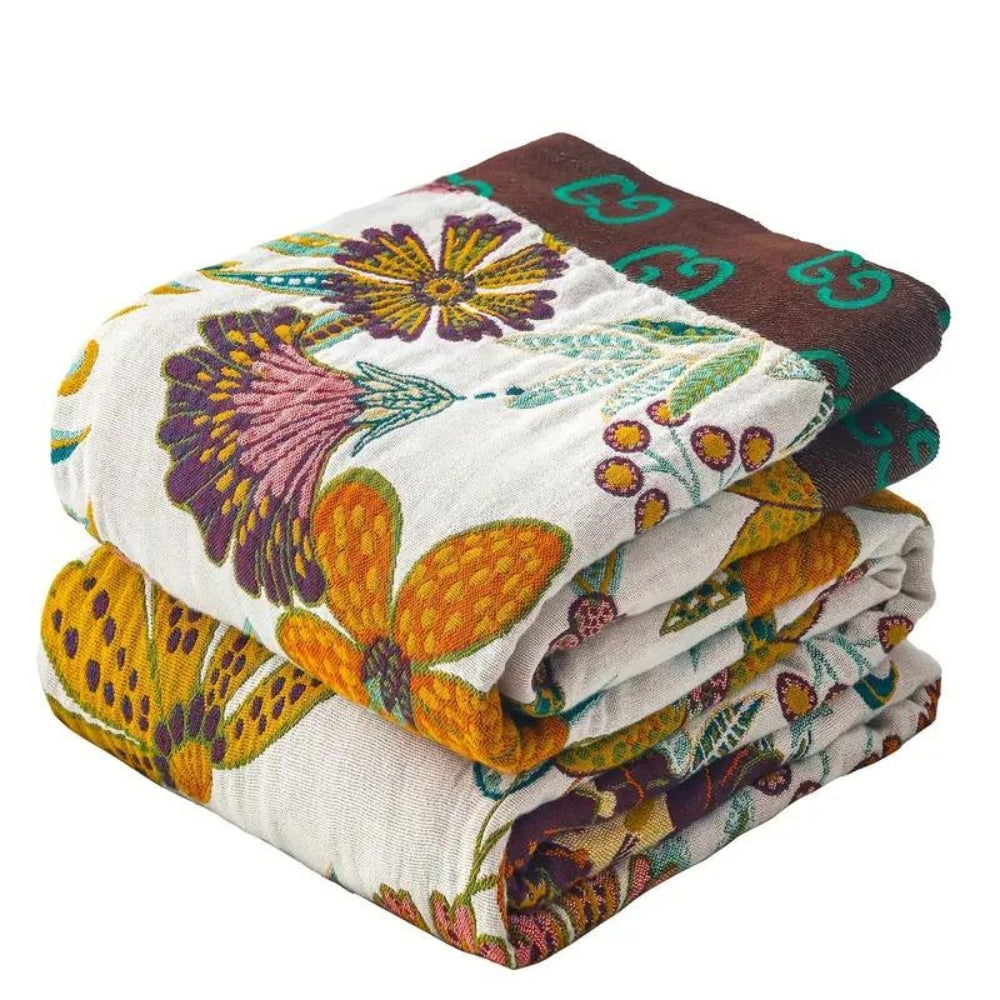 Wendbare Jacquarddecke aus Baumwolle mit Blumenmuster bis 230 x 250 cm