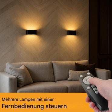 Kabellose LED Wandleuchte Innen – Dimmbar – Mit Fernbedienung – USB Aufladbar – 2700K Warmweiß – Schwarz Aluminium