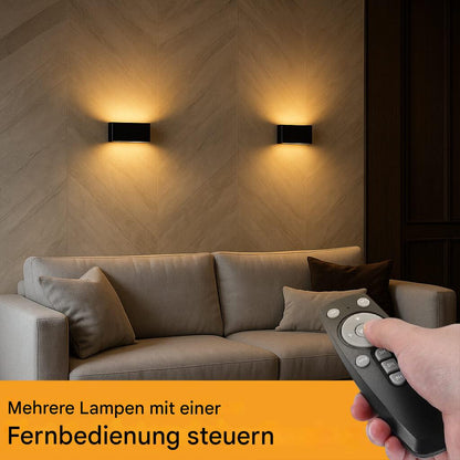 Kabellose LED Wandleuchte Innen – Dimmbar – Mit Fernbedienung – USB Aufladbar – 2700K Warmweiß – Schwarz Aluminium