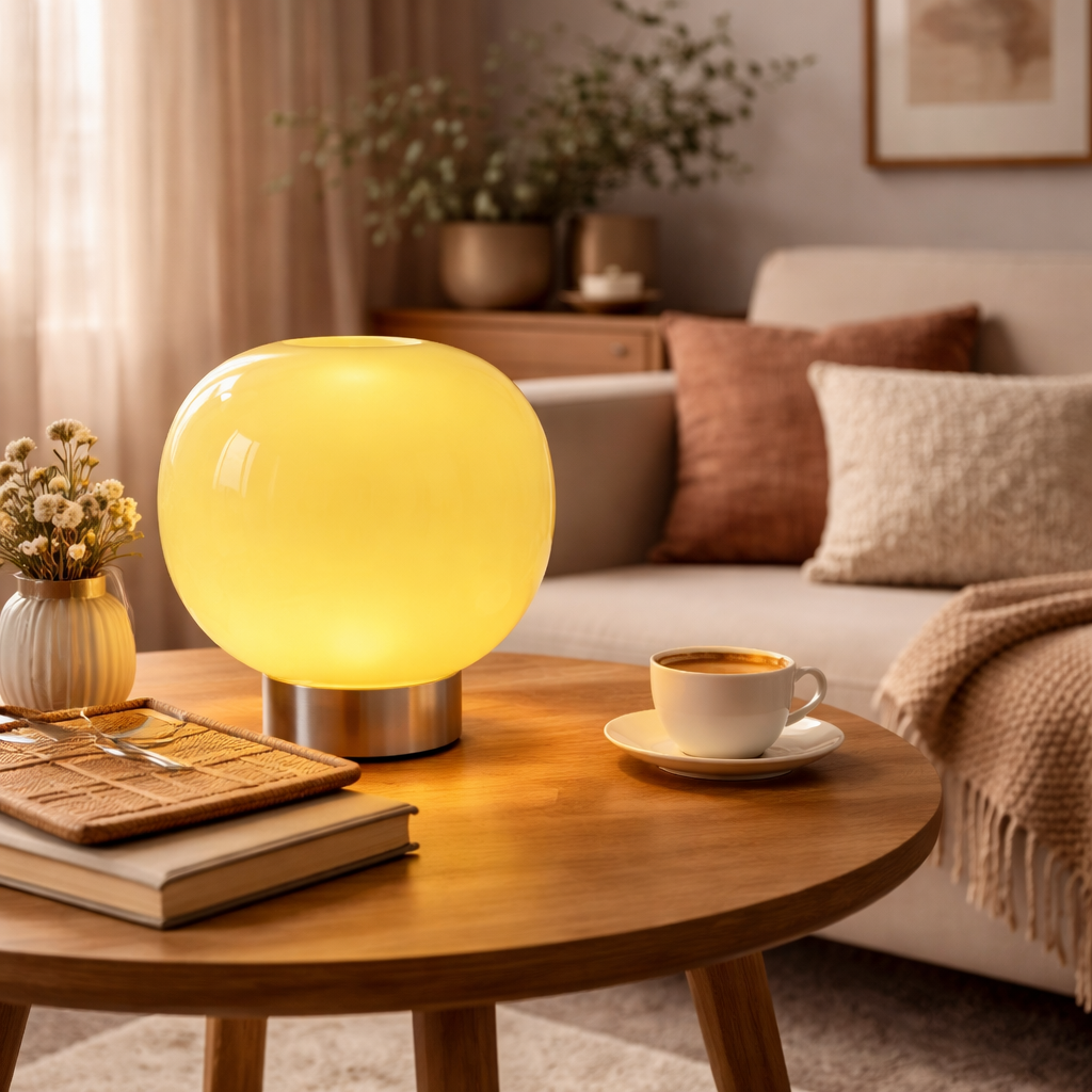 Moderne dimmbare Macaron Glas-Tischlampe – Minimalistische LED Nachttischlampe für Wohnzimmer & Hotel Schlafzimmer