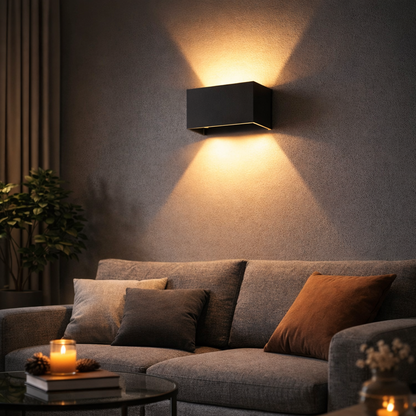 LED Wandleuchte Innen & Außen Schwarz – Up Down Wandlampe mit verstellbarem Lichtstrahl, G9 LED 12W, Warmweiß 3000K, Aluminium, wasserdicht