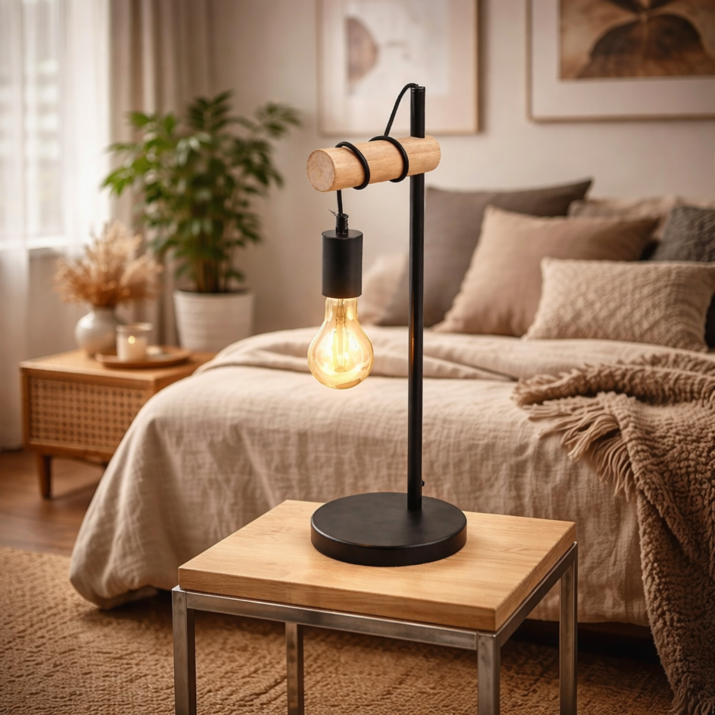 Retro Tischlampe Vintage E27 – Industrielle Nachttischlampe aus Eisen | Leselampe für Schlafzimmer & Büro