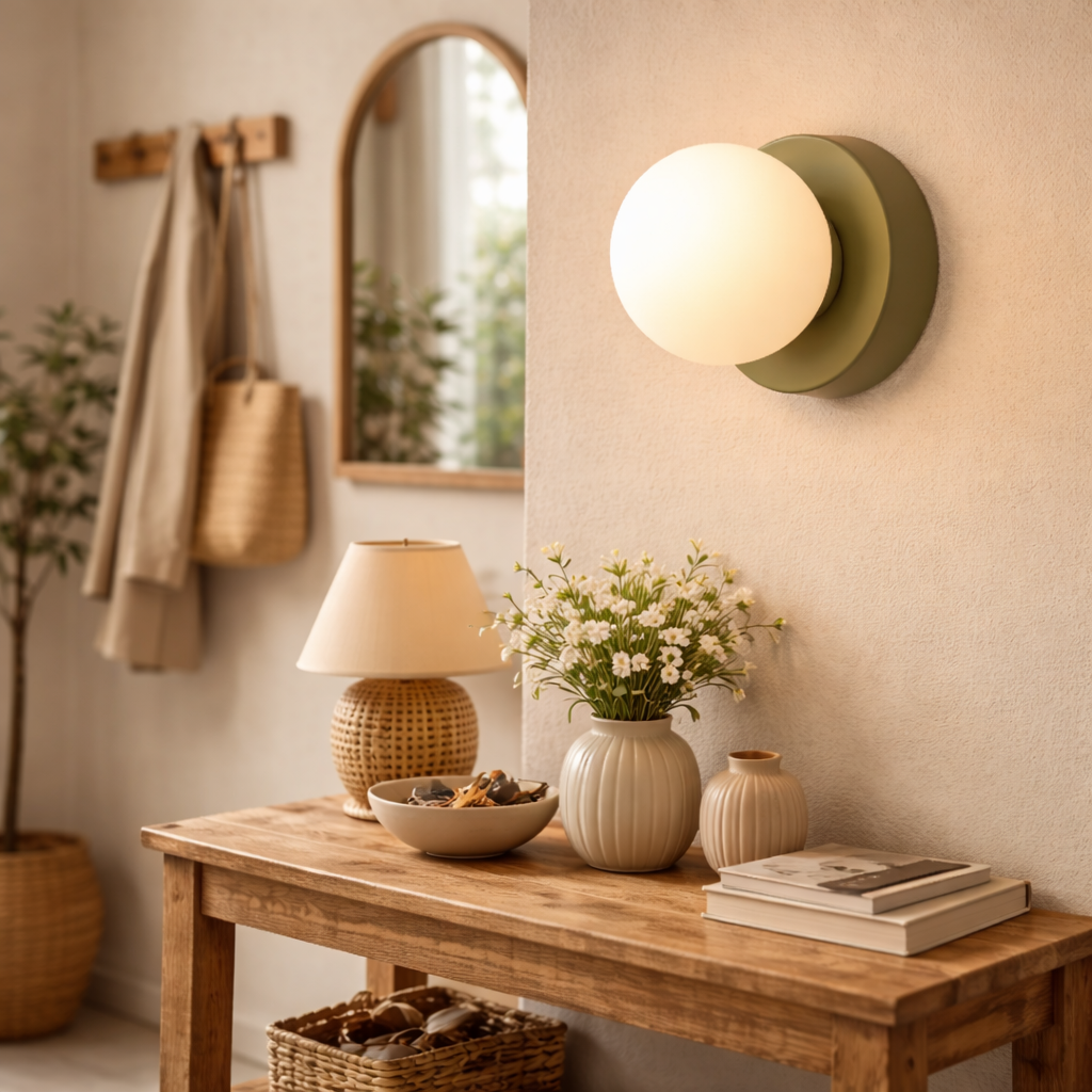 Minimalistische Skandinavische Wandlampe mit Glas-Abdeckung – Design Wandlicht für Wohnzimmer & Schlafzimmer, Warmes Licht & Einfache Montage