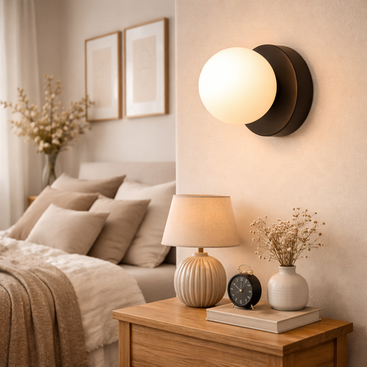 Minimalistische Skandinavische Wandlampe mit Glas-Abdeckung – Design Wandlicht für Wohnzimmer & Schlafzimmer, Warmes Licht & Einfache Montage