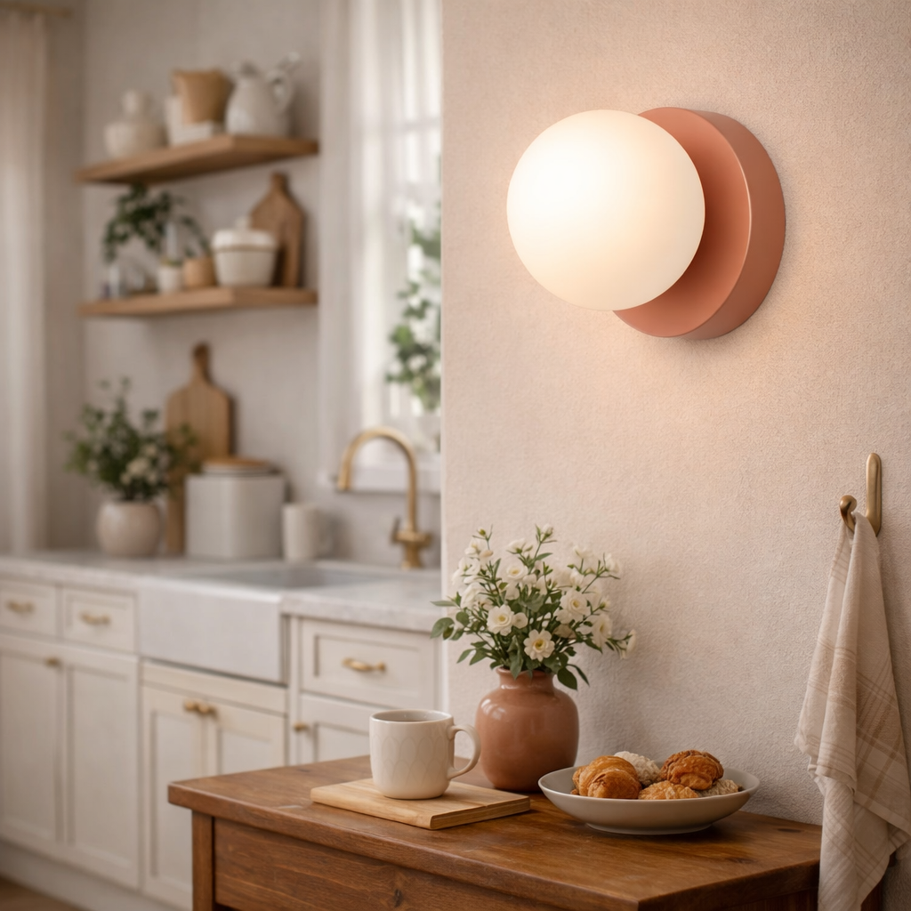 Minimalistische Skandinavische Wandlampe mit Glas-Abdeckung – Design Wandlicht für Wohnzimmer & Schlafzimmer, Warmes Licht & Einfache Montage