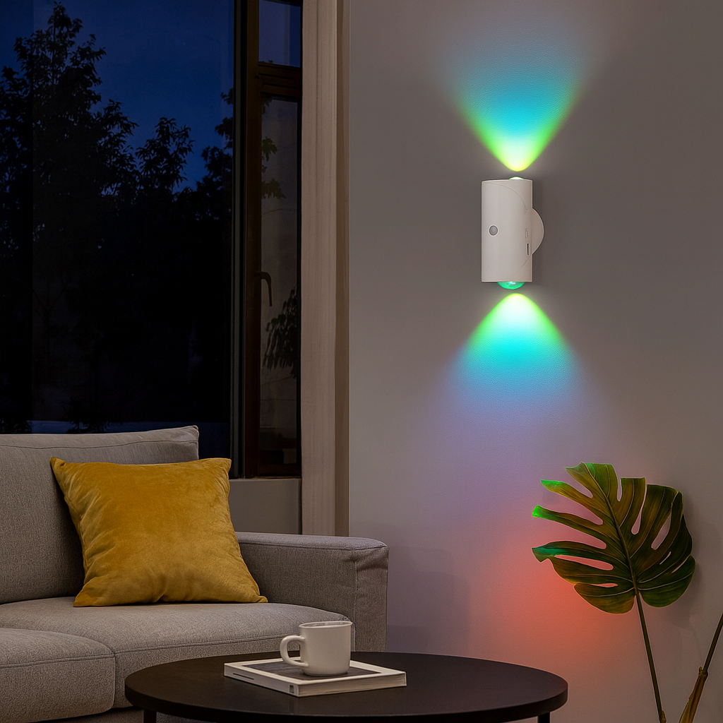 LED Sensor Wandleuchte RGB & Warmweiß – Wiederaufladbare Wandlampe mit Bewegungsmelder für Flur, Treppe & Schlafzimmer