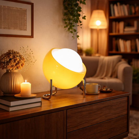 Bauhaus LED Tischlampe aus Glas – Retro Design Nachttischlampe für Schlafzimmer & Wohnzimmer, Nordic Design Tischleuchte