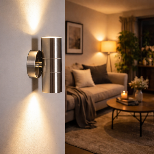 Edelstahl Außenwandleuchte Up & Down – GU10 Wandlampe für Außen & Innen, IP44