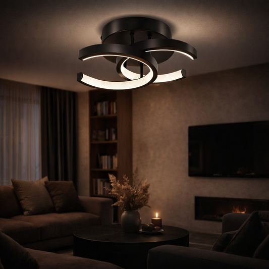 LED Deckenleuchte Schwarz Dimmbar – Moderne Design Deckenlampe 12W, Warmweiß, 1200 lm