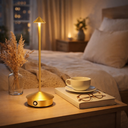 Kabellose LED Tischlampe dimmbar – Moderne Akku Tischleuchte mit Touch-Sensor, Warm-/Neutral-/Kaltweiß, USB-C, Aluminium Design