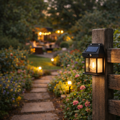 Solar LED Wandleuchte Außen mit Bewegungsmelder – IP65 Wasserdicht Solar Lampe für Garten, Terrasse & Haustür