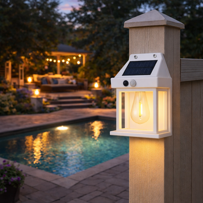 Solar LED Wandleuchte Außen mit Bewegungsmelder – IP65 Wasserdicht Solar Lampe für Garten, Terrasse & Haustür