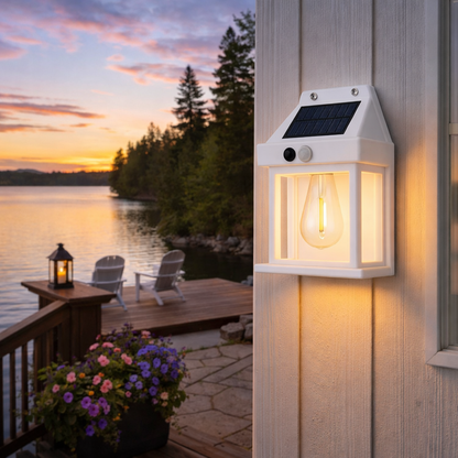 Solar LED Wandleuchte Außen mit Bewegungsmelder – IP65 Wasserdicht Solar Lampe für Garten, Terrasse & Haustür