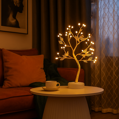 LED Baum Tischlampe – Deko Lampe für Wohnzimmer & Schlafzimmer, Warmweißes Stimmungslicht