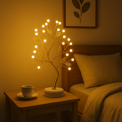 LED Baum Tischlampe – Deko Lampe für Wohnzimmer & Schlafzimmer, Warmweißes Stimmungslicht