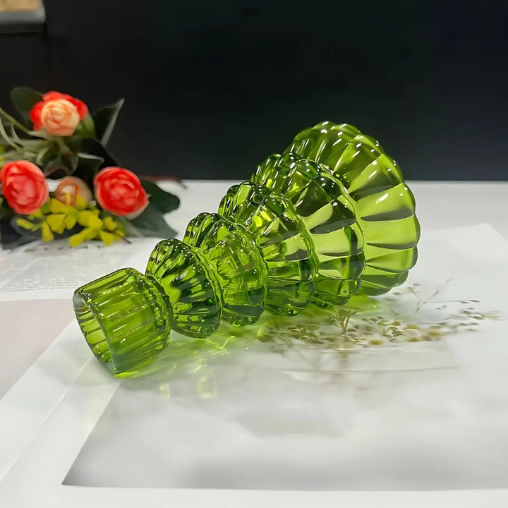 Kerzenhalter aus Glas in Tannenbaumform, 3er-Set