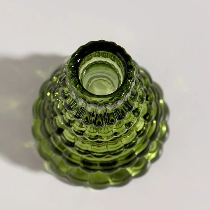 Kerzenhalter aus Glas in Tannenbaumform, 3er-Set