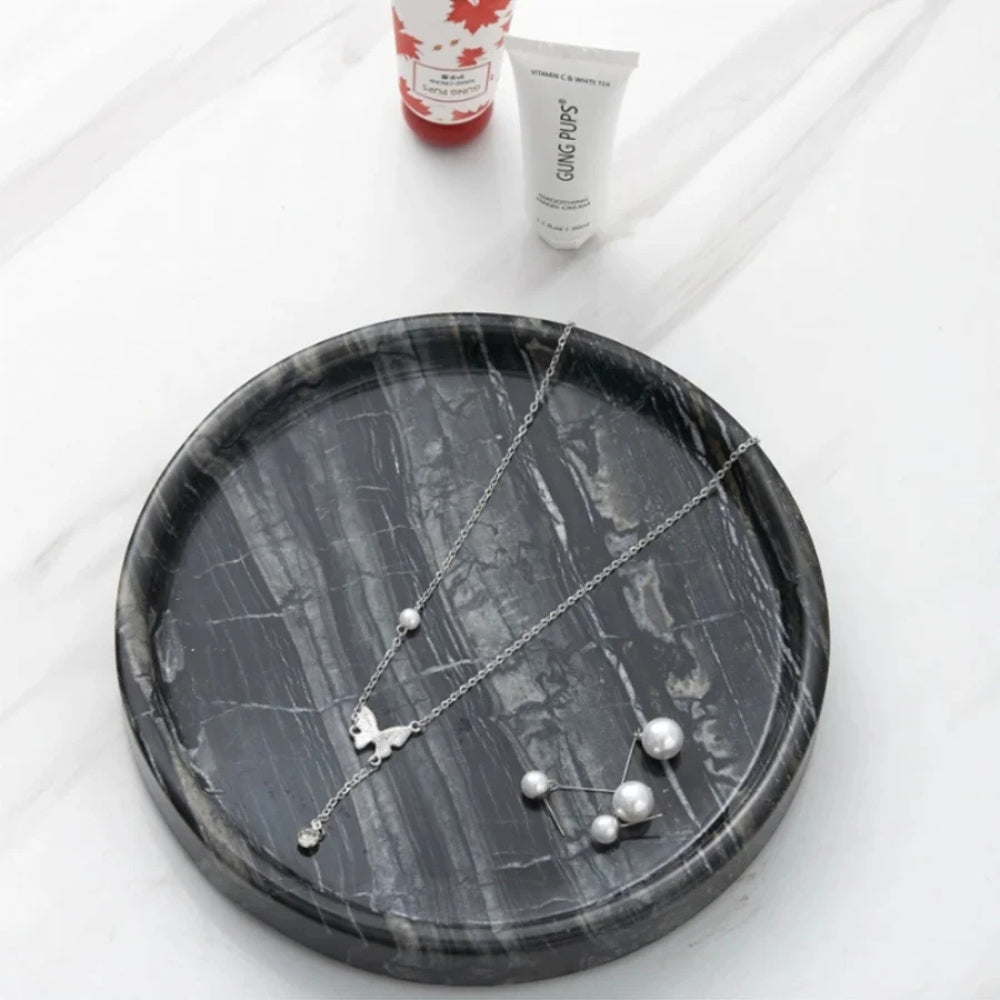 Runde Schmuckschale aus schwarzem Marmor