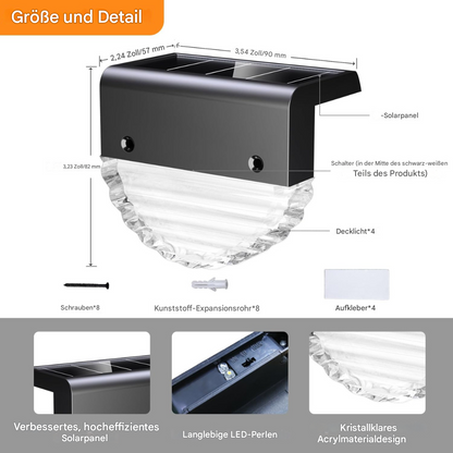 Solar Zaunleuchte LED Außen – Solar Wandleuchte IP65, RGB/Warmweiß – Energiesparende Gartenbeleuchtung für Zaun, Terrasse & Treppen