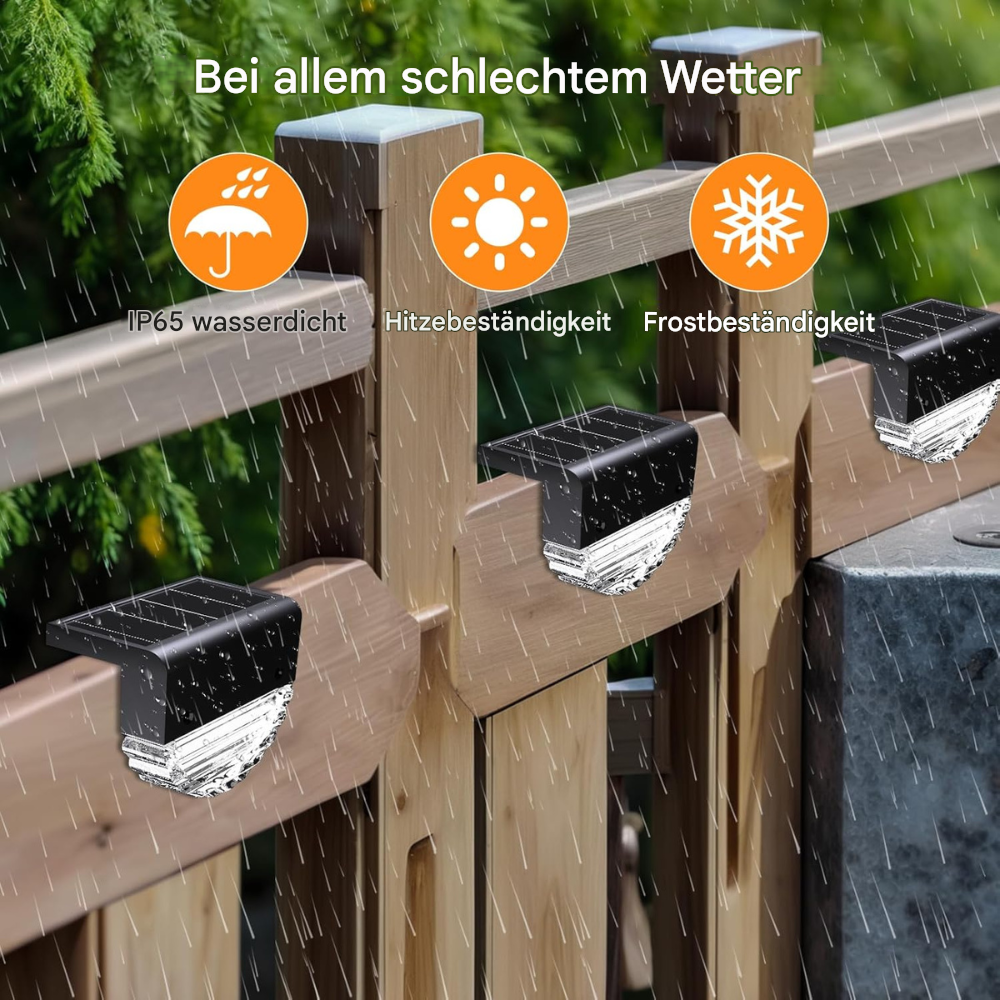 Solar Zaunleuchte LED Außen – Solar Wandleuchte IP65, RGB/Warmweiß – Energiesparende Gartenbeleuchtung für Zaun, Terrasse & Treppen