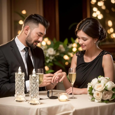 Flammenlose LED Kerze „Crystal Pillar“ – Batteriebetrieben & Warmweiß, Dekokerze 18 cm mit Realistischem Flackern