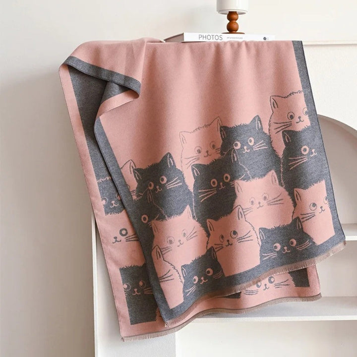 Jacquard-Schal mit Katzenmuster