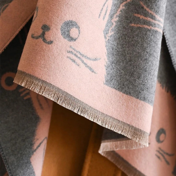 Jacquard-Schal mit Katzenmuster
