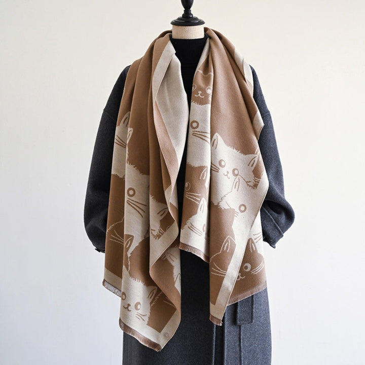 Jacquard-Schal mit Katzenmuster