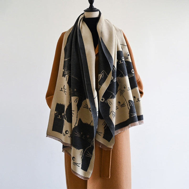 Jacquard-Schal mit Katzenmuster