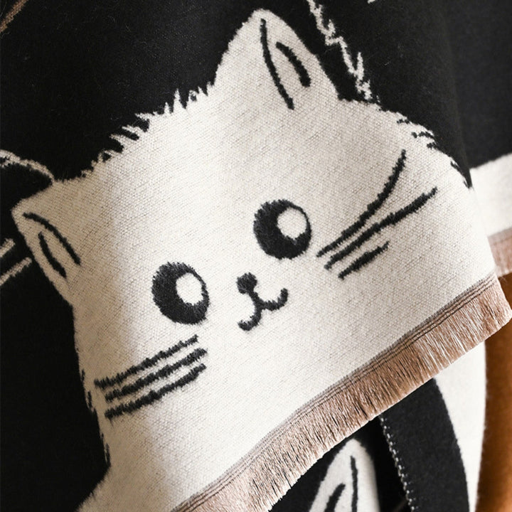 Jacquard-Schal mit Katzenmuster