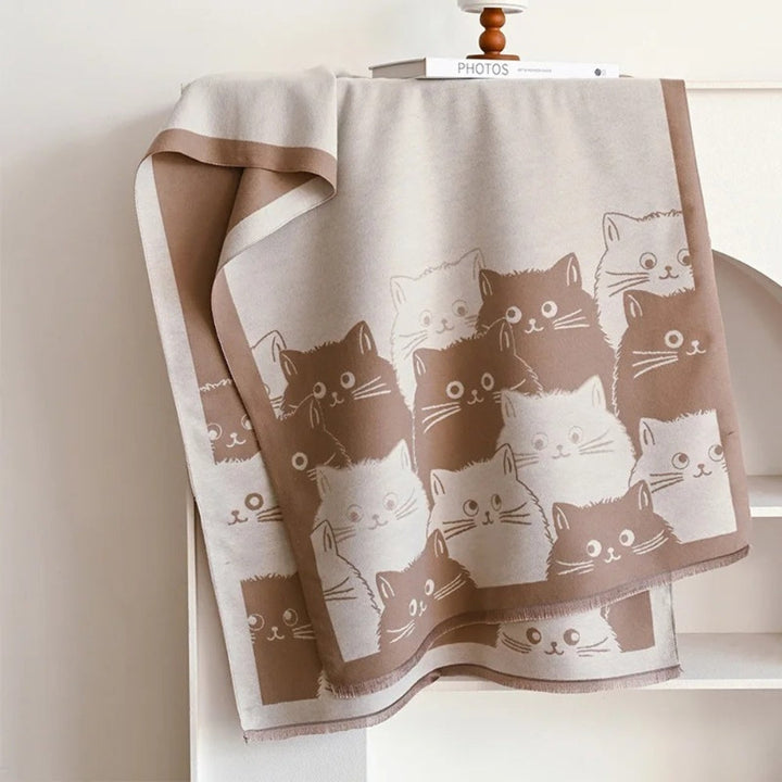 Jacquard-Schal mit Katzenmuster