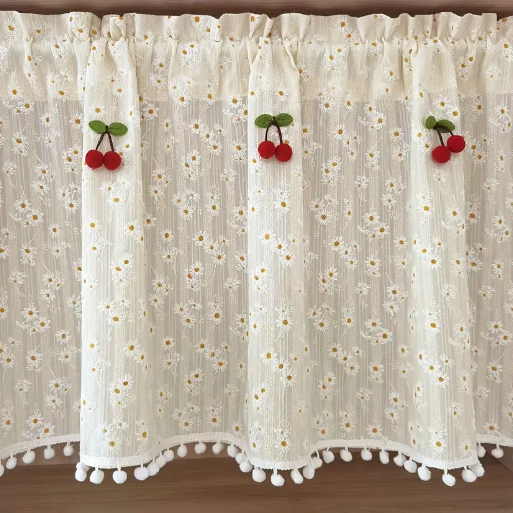 Vintage-inspirierte Margeriten-Scheibengardine