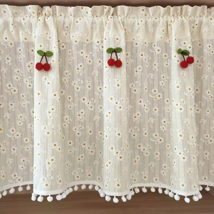 Vintage-inspirierte Margeriten-Scheibengardine