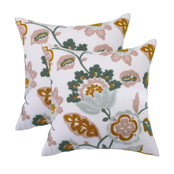 Bestickter Kissenbezug mit Blumen 45 x 45 cm