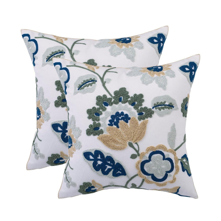 Bestickter Kissenbezug mit Blumen 45 x 45 cm