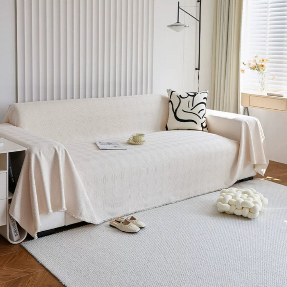 Chenille-Sofaüberwurf mit Rautenmuster