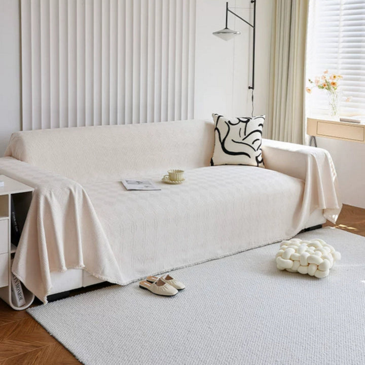 Chenille-Sofaüberwurf mit Rautenmuster