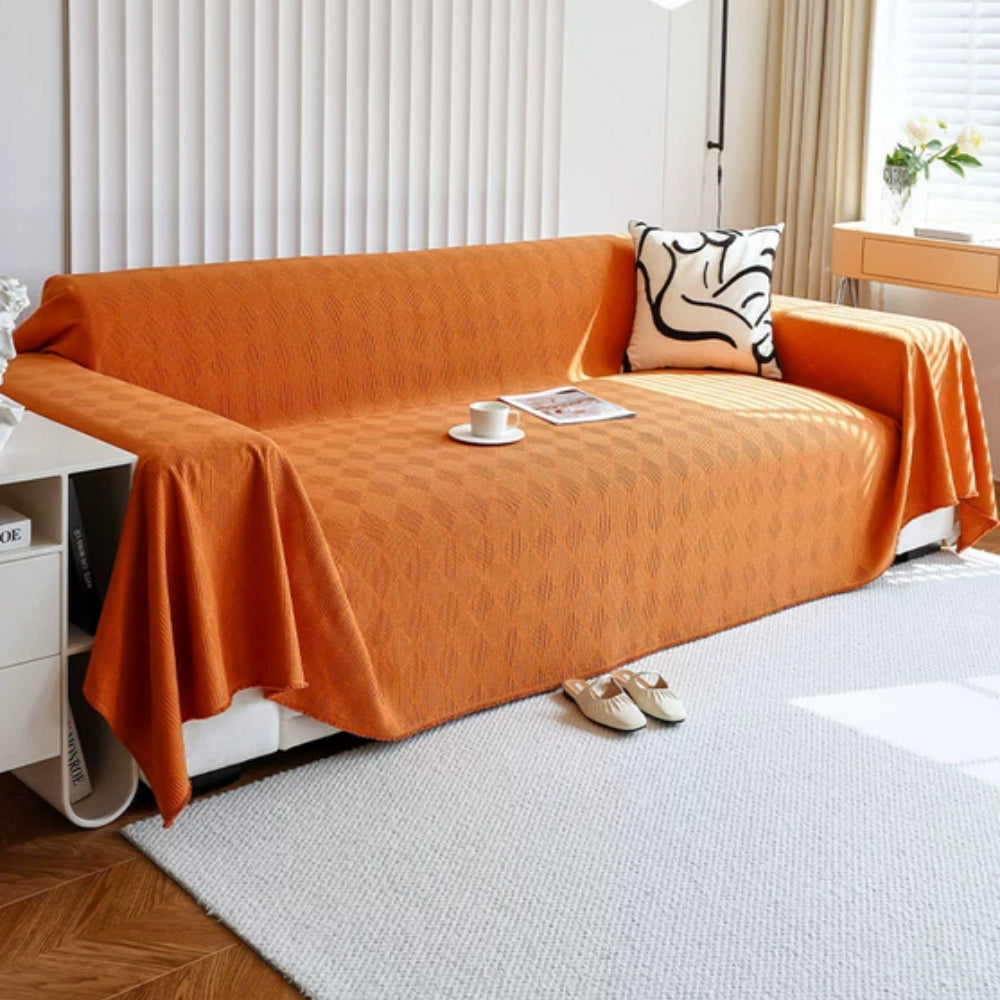 Chenille-Sofaüberwurf mit Rautenmuster