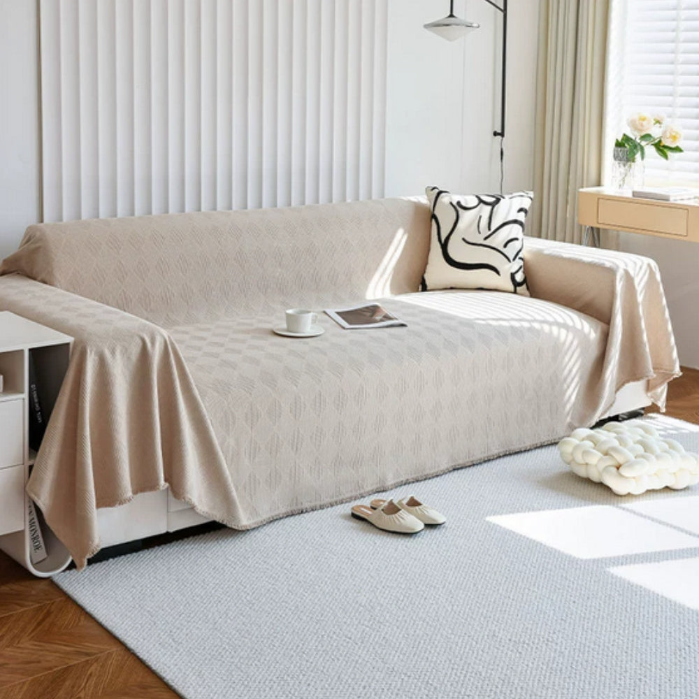 Chenille-Sofaüberwurf mit Rautenmuster