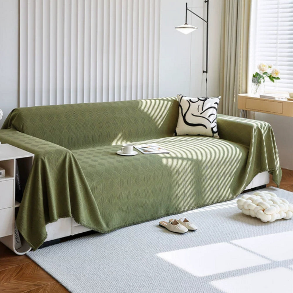 Chenille-Sofaüberwurf mit Rautenmuster