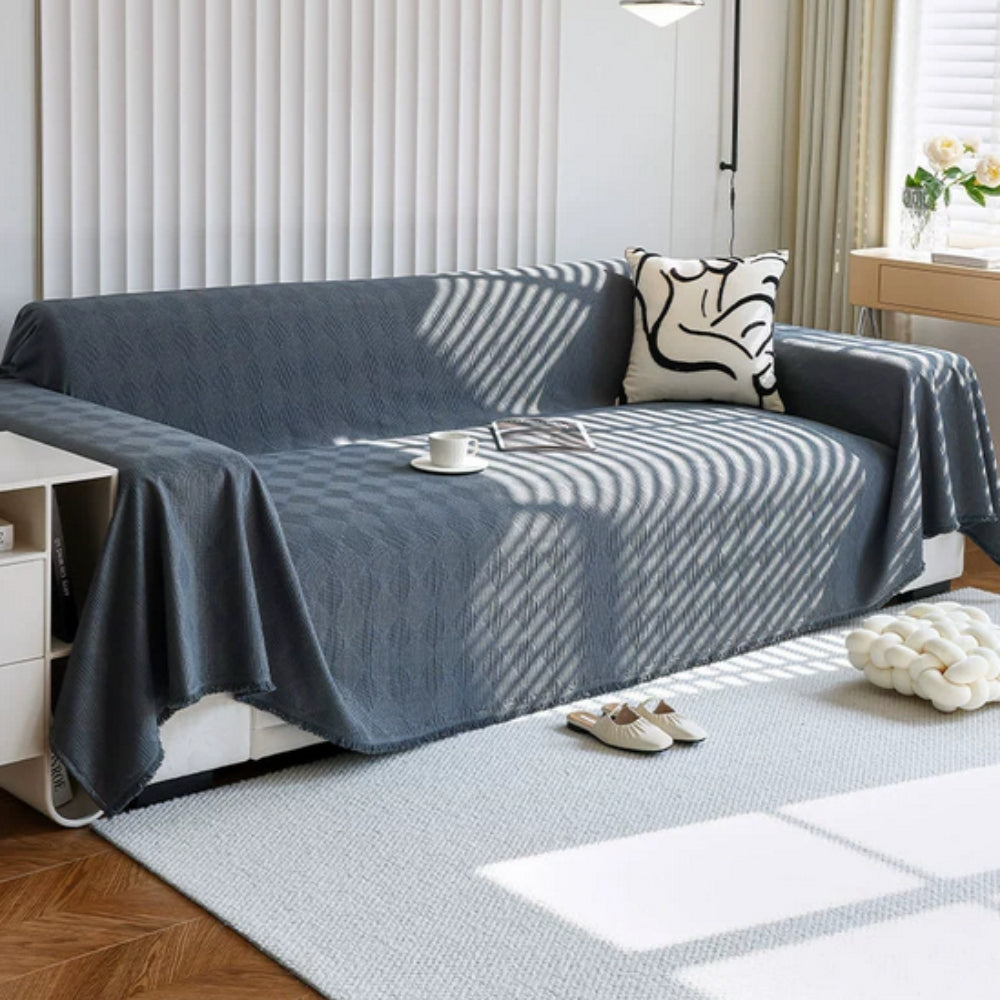 Chenille-Sofaüberwurf mit Rautenmuster