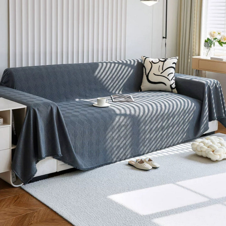 Chenille-Sofaüberwurf mit Rautenmuster