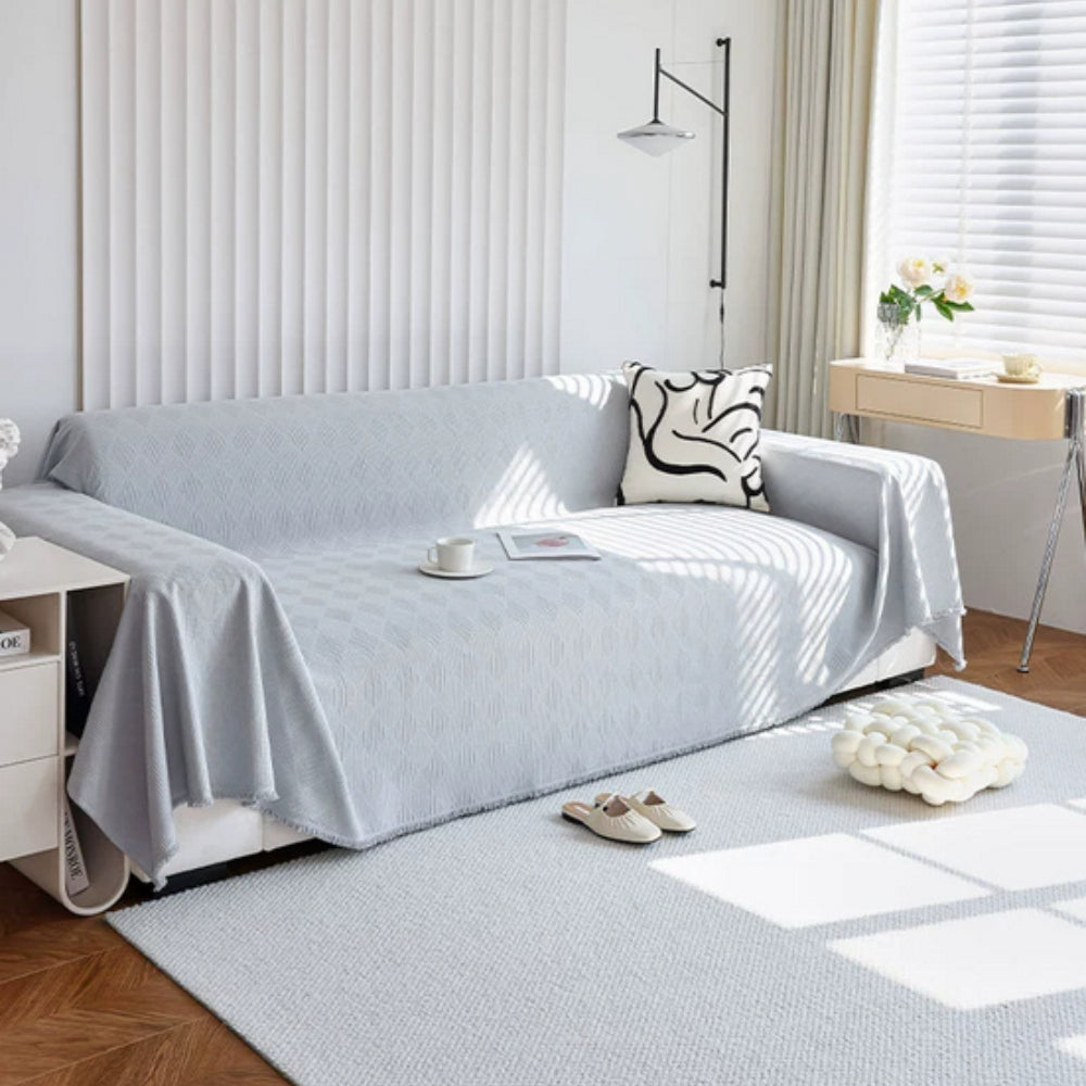 Chenille-Sofaüberwurf mit Rautenmuster