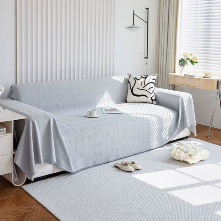 Chenille-Sofaüberwurf mit Rautenmuster