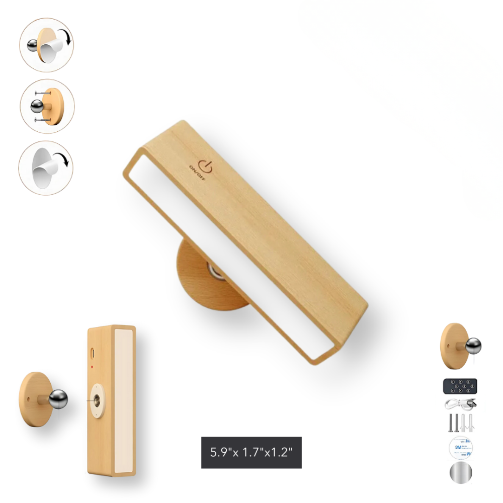 Woodéa™ | Kabellose Holz-LED Wandleuchte Buchenholz