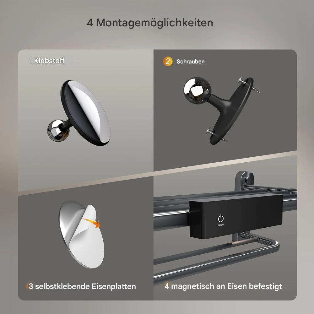 Kabellose LED Wandleuchte mit Akku – 360° drehbar, magnetisch abnehmbar, warmweiß, USB aufladbar