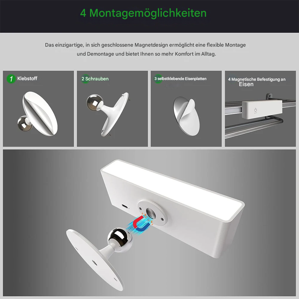 Kabellose LED Wandleuchte mit Akku – 360° drehbar, magnetisch abnehmbar, warmweiß, USB aufladbar