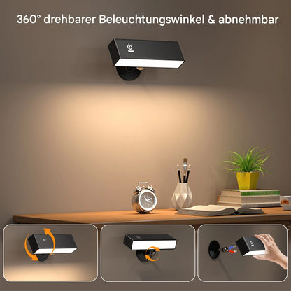Kabellose LED Wandleuchte mit Akku – 360° drehbar, magnetisch abnehmbar, warmweiß, USB aufladbar