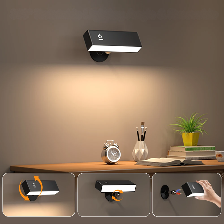 Rotalumé™ | Kabellose 360° LED-Wandleuchte Schwarz